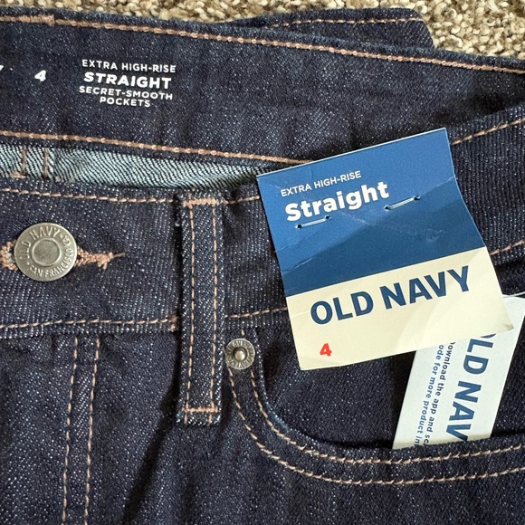 Old Navy Dark Blue Extra High Rise Straight Jeans - Picture 3 of 3
